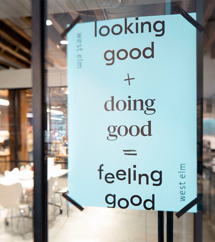 West Elm campaign — doing good equals feeling good